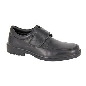 Roamers Mens Leather Touch Fastening Shoes / Black